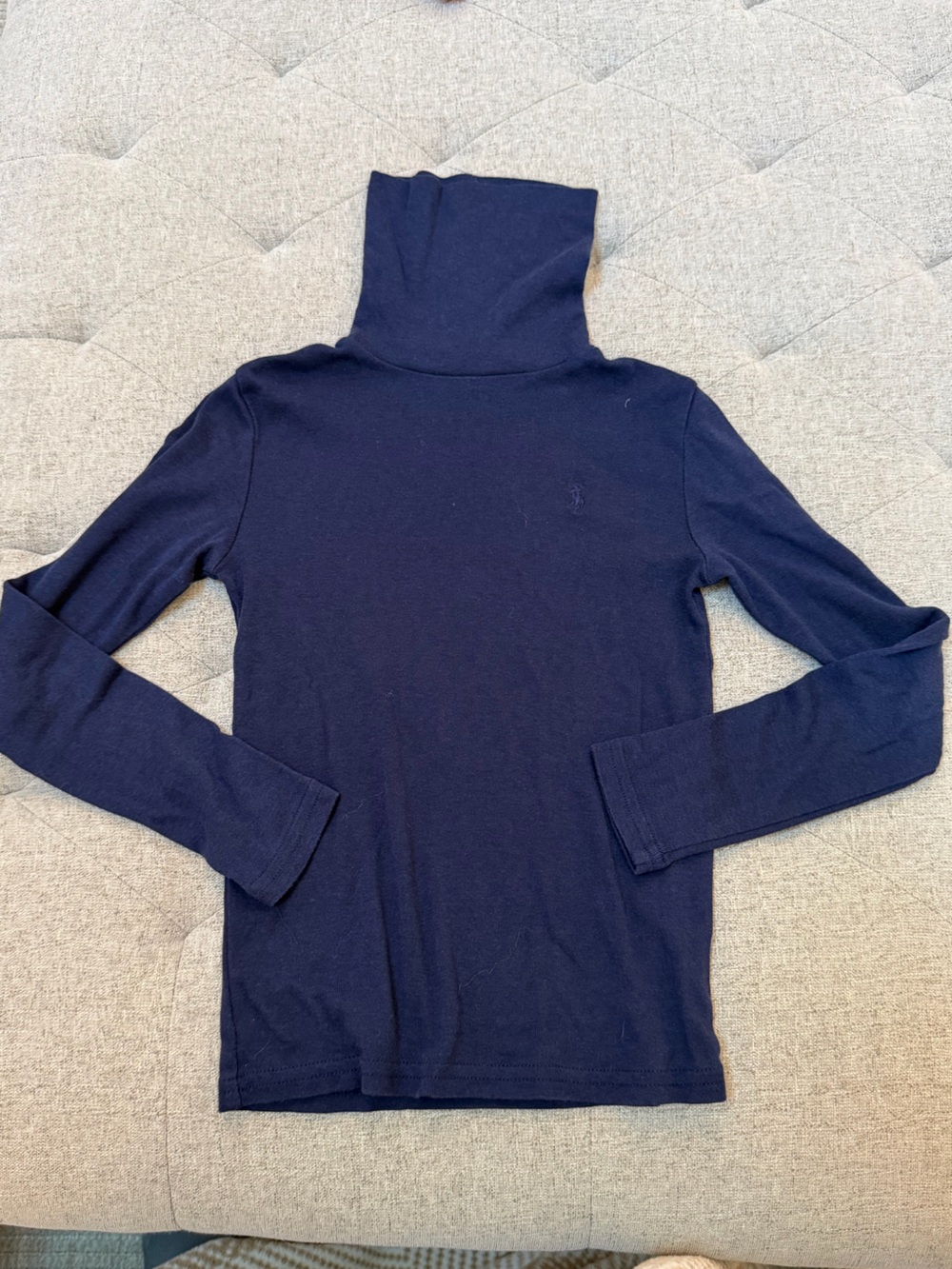EUC POLO RALPH LAUREN GIRLS NAVY BLUE TURTLENECK LONG SLEEVE SHIRT SIZE 7